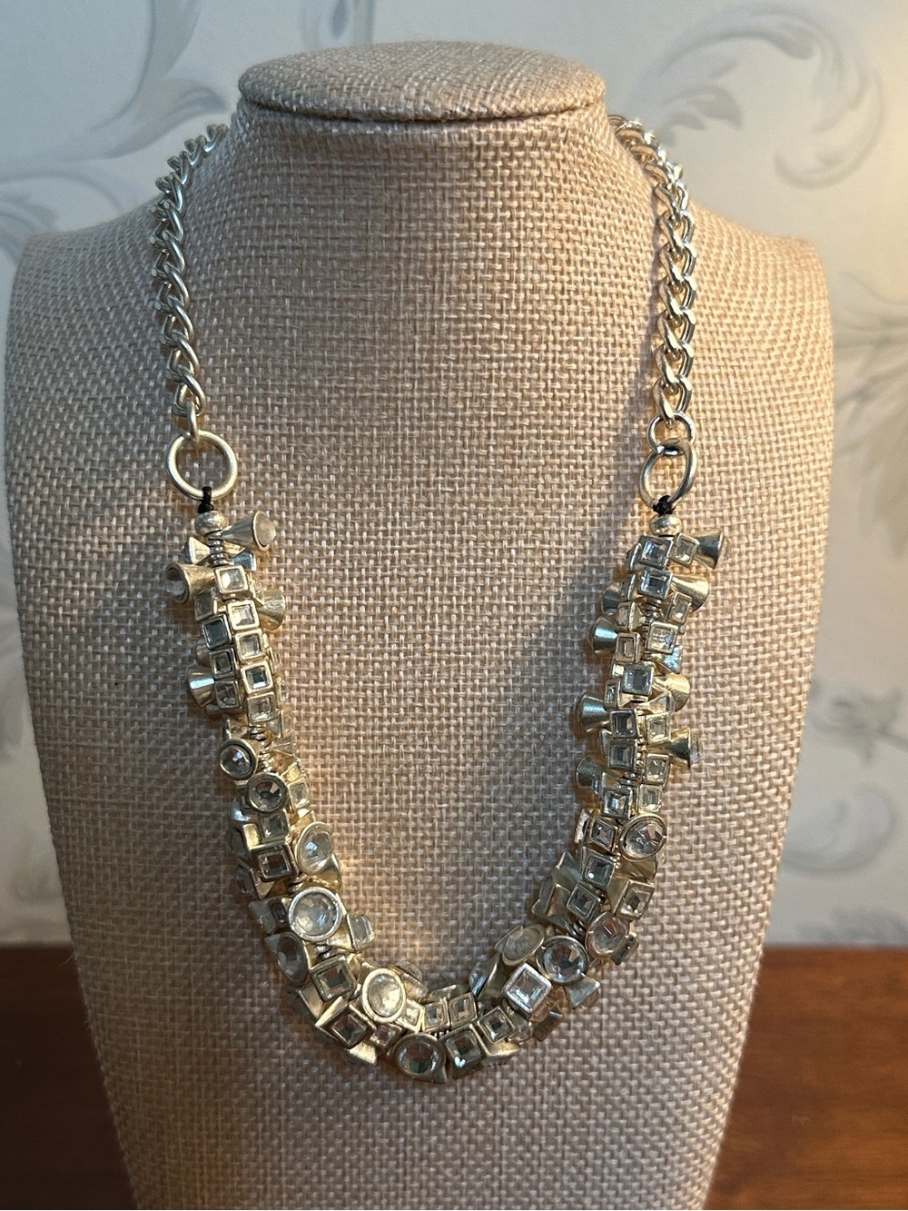 Women's Necklace Silver squares chunky unique